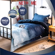 HOT CADAR SINGL&SUPE SINGLE5D SET (5IN1) WITH COMFORTER TEBAL BEDSHEET 100% COTTON | READY STOCK IN 