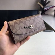 Chris 精品代購 COACH 寇馳 52601 經典防水防刮 棕色子母長夾 附零錢袋 長夾  原裝正品 美國代購