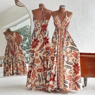 Lovito Boho Dress Strappy Design Resort Style Spring/summer Dress for Women LK2ED061 Lovito Gaun Boh