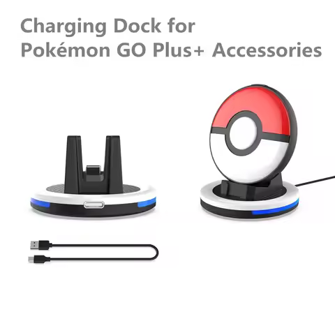 Charging Dock with Protective Cover for Pokémon GO Plus+ Blue Light Type-C Charging Stand for Pokemo