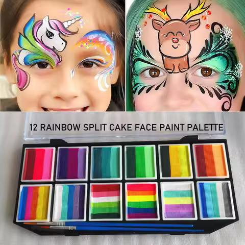 Face Painting Pallete Water Based Body Paint For Kids Adults Holiday Party Makeup Washable Easy To P