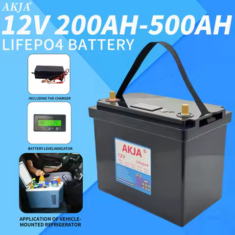 12V LiFePO4 Battery 100-500AH | Built-in BMS, Waterproof Portable Power with LCD Display for EV, Sol