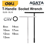 DELI T Handle Socket Wrench 8mm - 19mm DL08-DL18 CRV 6point T Handle Spanner T Socket Wrench Cr-V