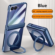 360° Rotation Alloy Bracket Case For Samsung Galaxy Z Flip 7 flip7 Flip7 5G Electroplated Transparen