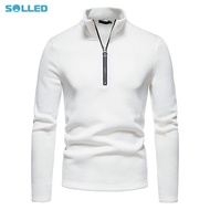 Mens Quarter Zip Sweater Knit Long Sleeve Mock Neck Solid Color Pullover Sweaters For Teens Grown-up
