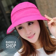 Women's Beach Hat Practical Foldable Hat Wide Brim Anti-Uv Cream - rose red