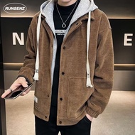 M-8XL Fat Man Plus Size Hoodie Men Winter Thick Thermal Corduroy Jacket Loose Causal Hooded Coat