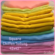 🌈Square tudung chiffon 🌈42”x 42” (siap jahit tepi)