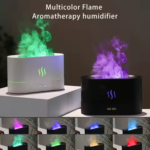 Portable Cool Mist Usb Led change color room h2o air fire flame humidifier Aroma Essential Oil Diffu