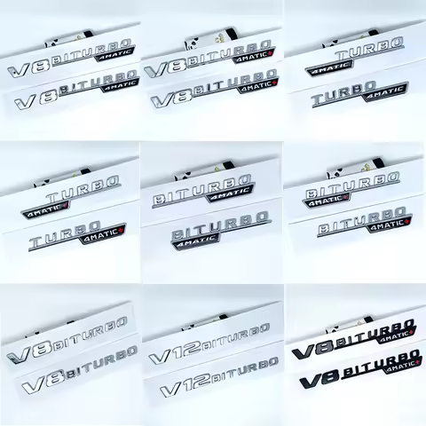 Apply to 3D Flat Fo Turbo BITURBO V8 BITURBO 4MATIC 4MATIC+ V8 V12 BITURBO Plus Emblem for GT Car Fe