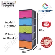 【JFW】 Century 5 Tier Plastic Drawer / Cabinet / Storage Cabinet Multi Color B1650MC