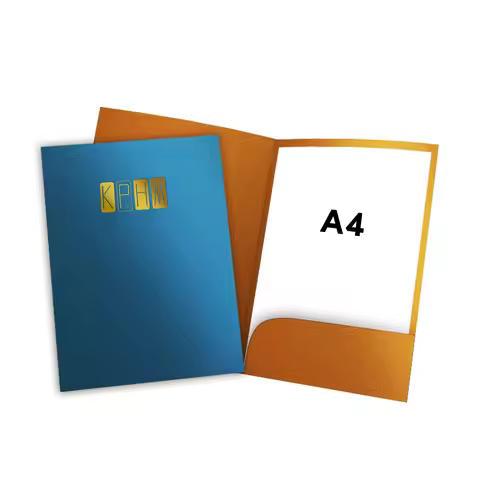 A4 pearl folder, envelope, custom hot stamping logo, single and double pockets, business card socket