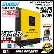 SUOER High Frequency Dc Ac Inverter 12vdc to 230vac Pure Sine Wave Hybrid Solar Power Inverter 1kva 