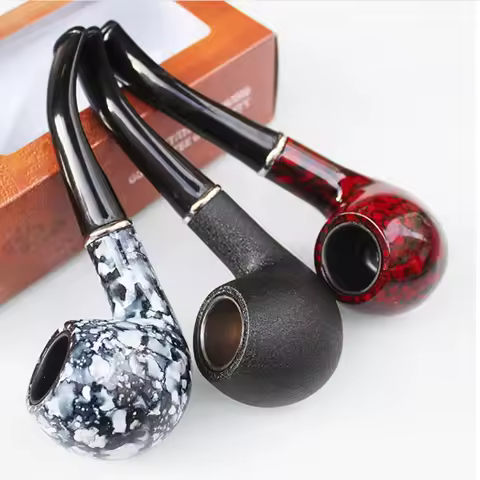Resin Vintage Durable Tobacco Smoking Pipe Black Smoke Pipes Reduce Tar Cigarette Filter Men Gift To