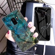 Samsung Galaxy S9 S9 Plus Phone Case Marble Pattern Tempered Glass Hard Cover