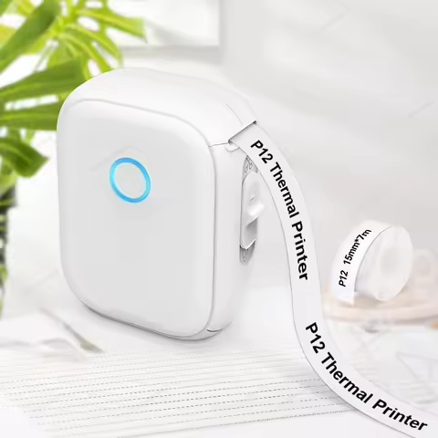 Mini Label Printer P12 Inkless Thermal Label Maker Auto Cut Label Machine Self-adhesive Sticker Prin
