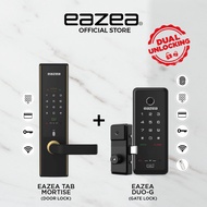 [Door + Gate] EAZEA Tab Mortise Door Lock + EAZEA Duo-G Gate Lock | 5 IN 1 | PIN Code,RFID Access,Fingerprint,Key,Wi-Fi
