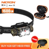 NICRON Flashlight H25/H35plus Rechargeable headlamp 1500lumens/1600lumens Spot/Flood/red laser light