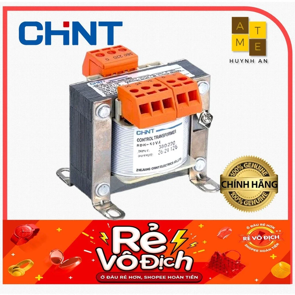 biến áp cách ly công suất 50VA Chint điện áp vào 415V/380V/220V điện áp ra 220V/110V/48V/36V/24V