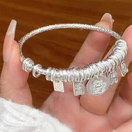 Genuine Pure Silver 999.9 Plate Twisted Lucky Cat Sterling Silver Bracelet Solid Sterling Silver Bra