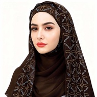 MSRC Breathable Muslim Instant Turban Chiffon Solid Color Islamic Crinkle Shawl Full Cover Islamic H