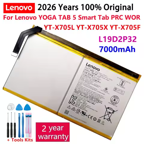 100% Original New L19D2P32 Tablet Battery For Lenovo YOGA TAB 5 Smart Tab PRC WOR YT-X705L YT-X705X 