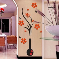 Stiker Dinding Decal Desain Vas Bunga Pohon 3D Dapat Dicopot Untuk