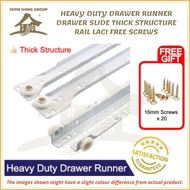 HEAVY DUTY DRAWER RUNNER / DRAWER SLIDE THICK STRUCTURE RAIL FREE SCREWS