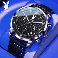 PLAYBOY นาฬิกา  นาฬิกาลำลองผู้ชาย  กัน น้ำ  2023   เข็มขัดโครโนกราฟหลายฟังก์ชั่น watches for men g shock ของแท้  นาฬิกาวินเทจ