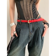 Red Belt Women Retro High-End All-Match Belt Accessories Accessories Jeans Belt