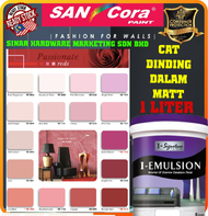 SINAR SANCORA  I EMULSION 1 LITER PASSIONATE RED PINK INTERIOR MATT WALL PAINT/ CAT DINDING DALAM RUMAH TIDAK KILAT MERAH