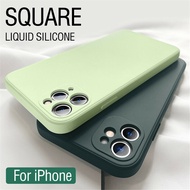 For iPhone 13 12 Pro Max 13 12 Mini Matte Soft Square Liquid Silicone Case Camera Protection Cover