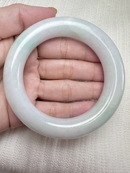厚莊胖圓條55 白底青天然緬甸A貨翡翠手鐲 高糯化 54/55/56適合