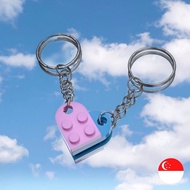 (Necklaces)[SG Seller] Lego Brick Couple Heart Necklace Keychain