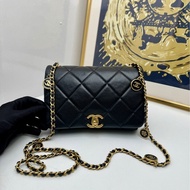 【閒置❤️】 Chanel 24S黑色金幣鏈條肩帶woc包包 斜挎包 金幣山茶花口蓋包
