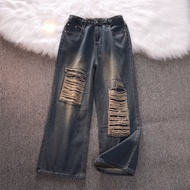 loose jeans men y2k jeans Men's Stylish Ripped Jeans - Wide Leg Casual Summer Wear
