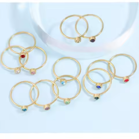 24Pcs/Lot Birthstone Rings Size 5 6 7 8 9 10 Mirror Polish Stainless Steel Rings for Women Couple Ri