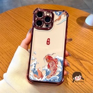 Lucky Fish Plating Frame Phone Case For Vivo Y11 Y7S Y3 Y3S Y05 Y04 Y04S Y03 Y02S Y02 Y02A Y02T T5X 