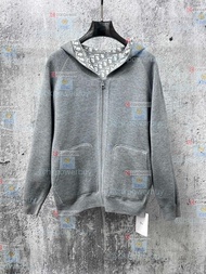 DIor 迪奧】提花連帽雙面穿拉鏈開衫連帽羊絨開衫雙83外套 羽絨 襯衫 毛衣 冷衫