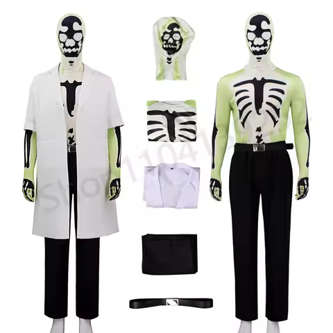Commandos Anime Creature Dr. Phosphorous Cosplay Costume White Coat Top Mask Pants Halloween Fantasi