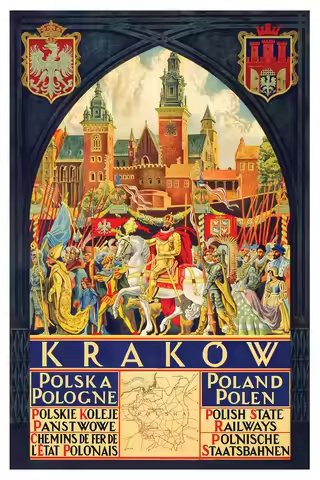 Krakow Polska Poland Vintage Travel Art Print Poster Picture Print Poster