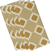 E By Design N4GN362YE4YE6-19 Medina Geometric Print Napkin, 19" x 19", Gold