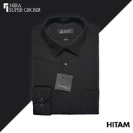 ALISAN KEMEJA FORMAL KANTOR PRIA LENGAN PANJANG SLIMFIT WARNA HITAM PUTIH BIRU MARON SIZE S M L XL