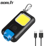 BORUiT CL11 Mini Keychain LED Flashlight 500LM Portable Work Light Type-C Rechargeable Torch Camping