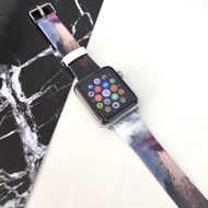 Apple Watch 真皮手錶帶,香港原創設計師品牌 - 白色油彩圖紋 03