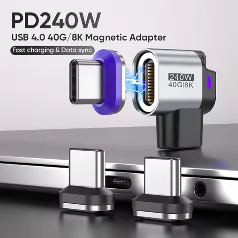 USB4.0 240W Type-C Female Magnetic Adapter Converter 24Pin USB-C to USB-C 40Gbp Fast charge 8K60Hz U