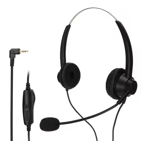 2.5mm Customer Service Headphone Adjustable Volume Lightweight Binaural Soft Noise Cancelling Corded
