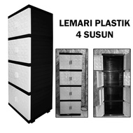 Lemari Plastik Rotan 4 Susun / Lemari Pakaian Plastik Jumbo