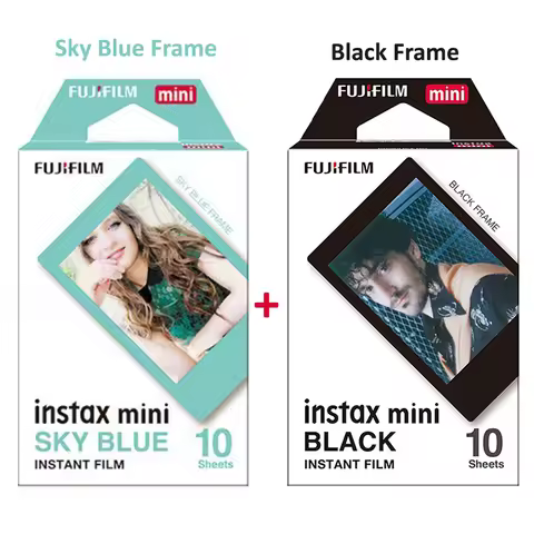 Fujifilm Instax Mini 12 Film Sky Blue Frame + Black Film for Mini 8 70 11 40 90 25 Camera SP-1 SP-2 