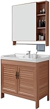 HDZWW Bathroom Sink Cabinet Space Aluminum Floor Bathroom Cabinet Mirror Cabinet Toilet Vanity Washbasin Unit Cabinet (Color : Brown, Size : 48x81x80cm)